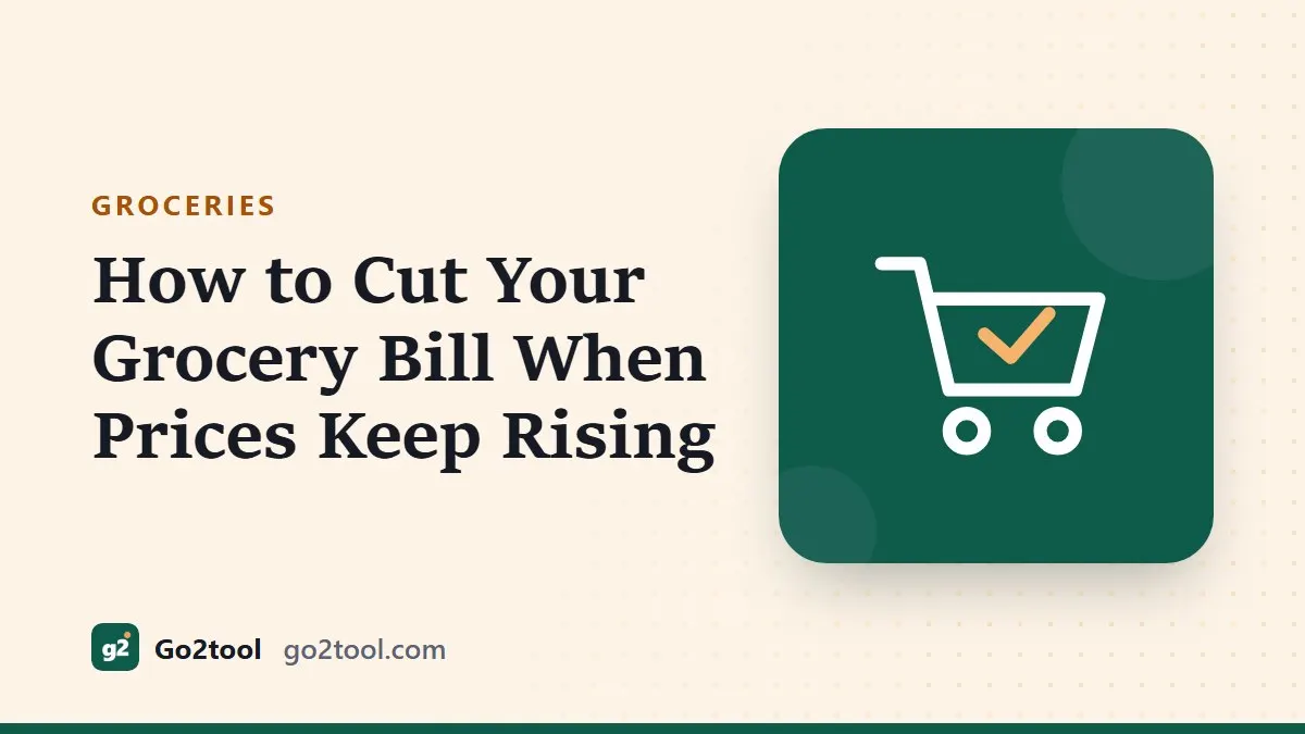Shopping cart icon with the title How to Cut Your Grocery Bill When Prices Keep Rising